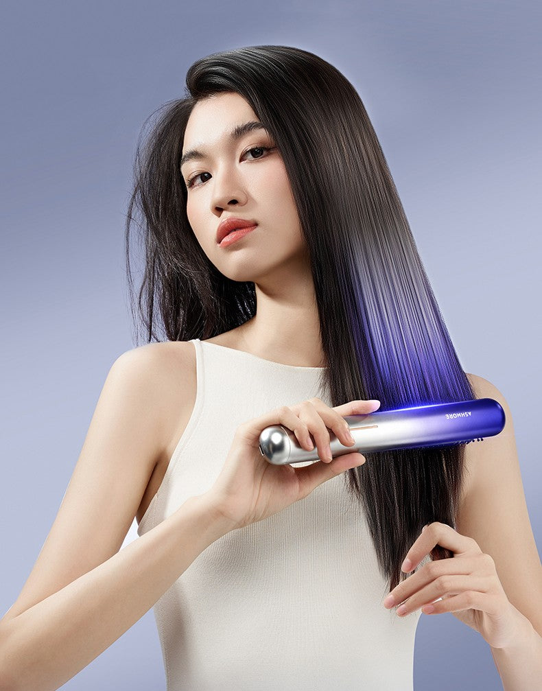 Effortless Elegance: ASHMORE Platinum Negative Ion Hair Straightening Comb for Smooth, Frizz-Free Styling - myernk