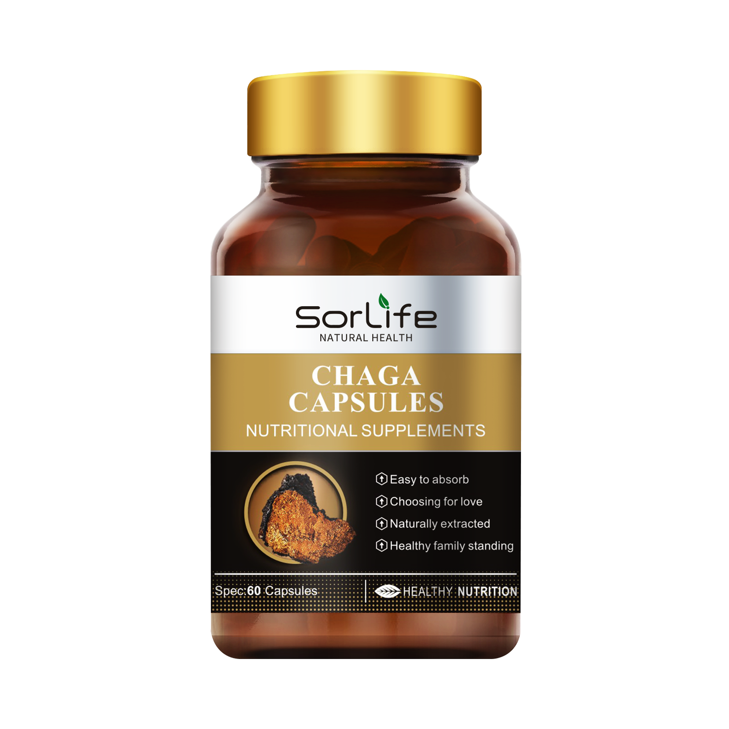 SorLife Chaga Mushroom Capsules for Natural Aging Support - myernk