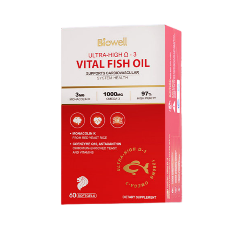 BIOWELL Ultra-High O-3 Vital Fish Oil Supports Cardiovascular System Health - myernk